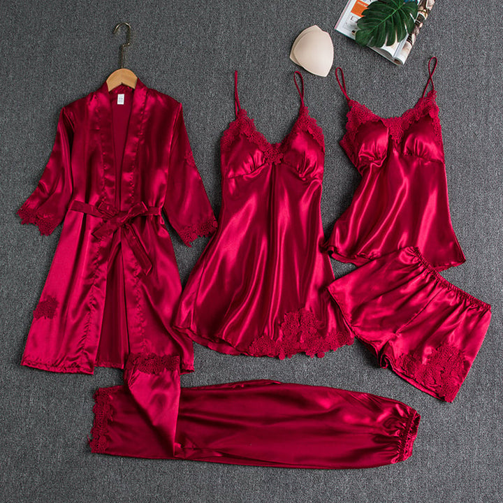 Rebecca | 5-Piece Silk Lace Nightwear Set