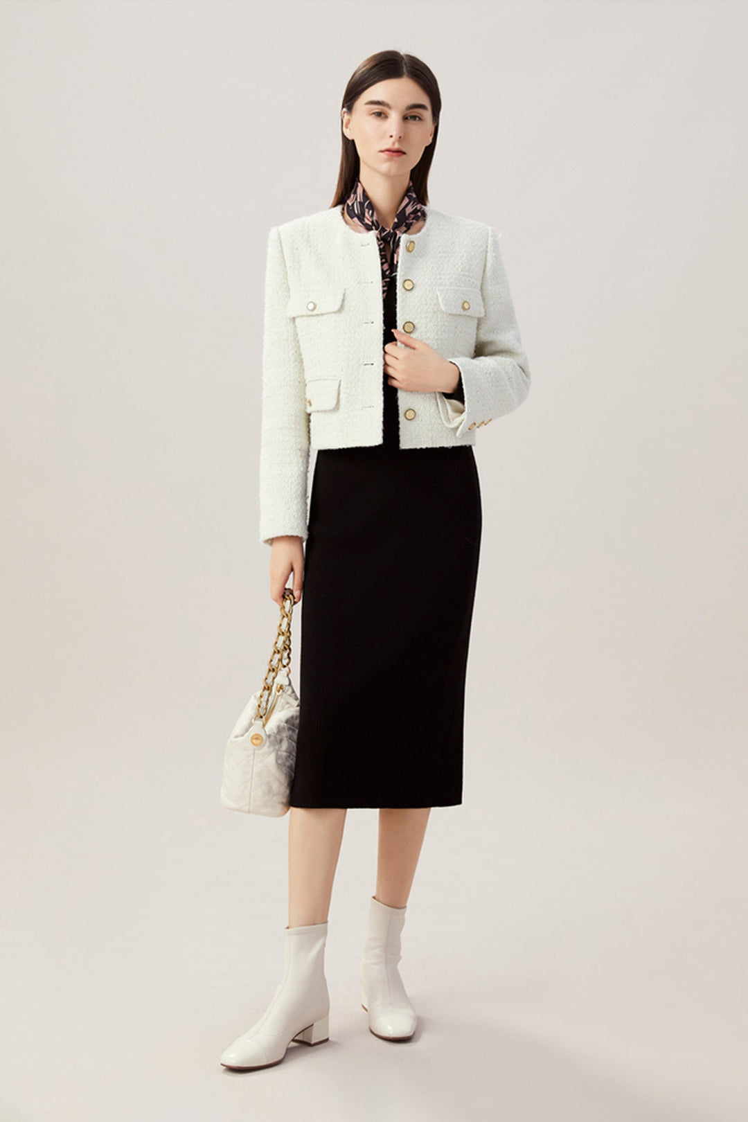 100% Merino Wool Long Sleeve Square-Neck Midi S…