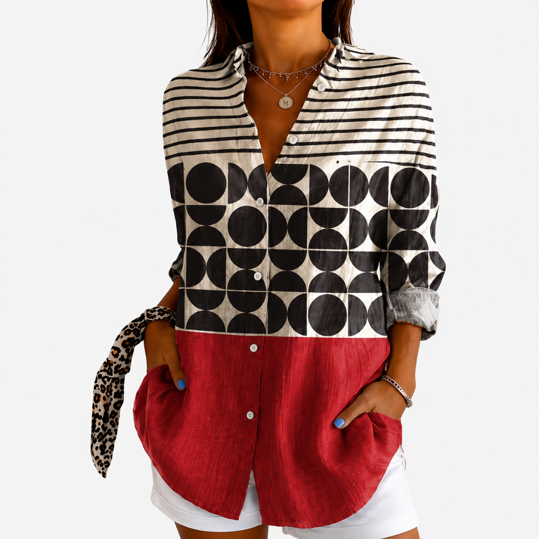 Connie - Modern Pattern Button Blouse