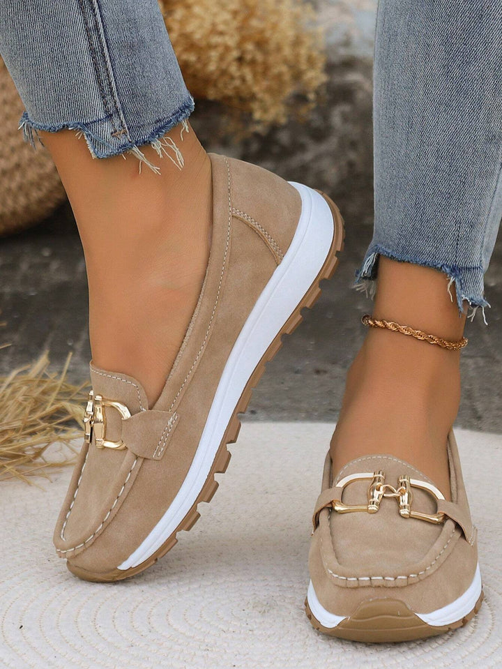 Lyra | Suede Buckle Loafers for Women