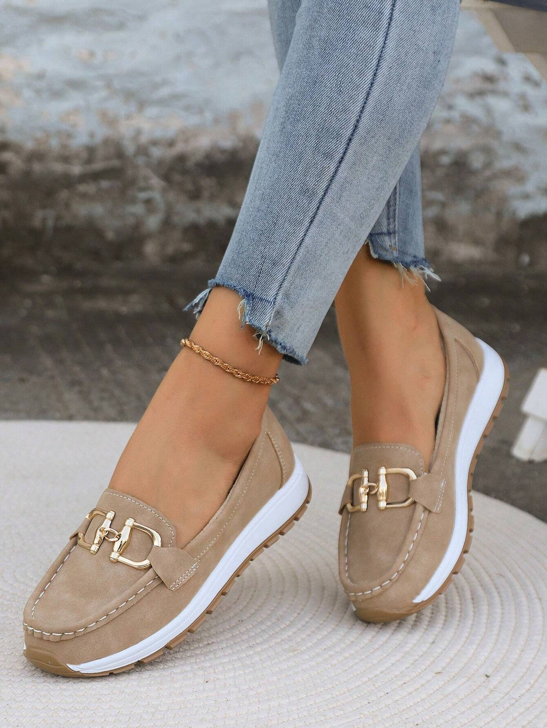 Lyra | Suede Buckle Loafers for Women