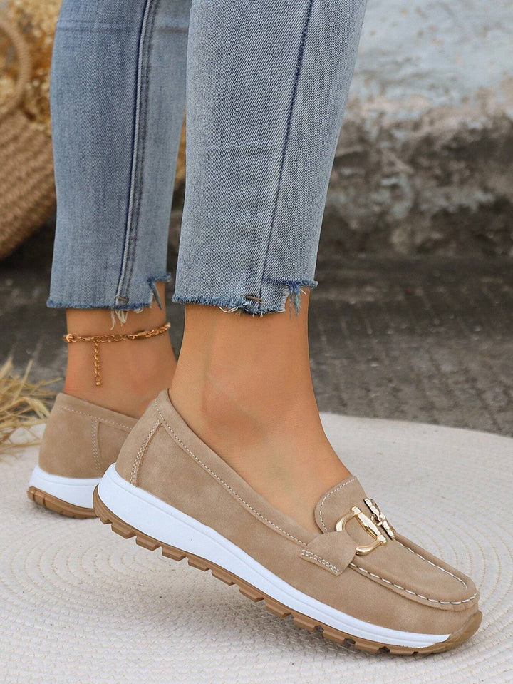 Lyra | Suede Buckle Loafers for Women