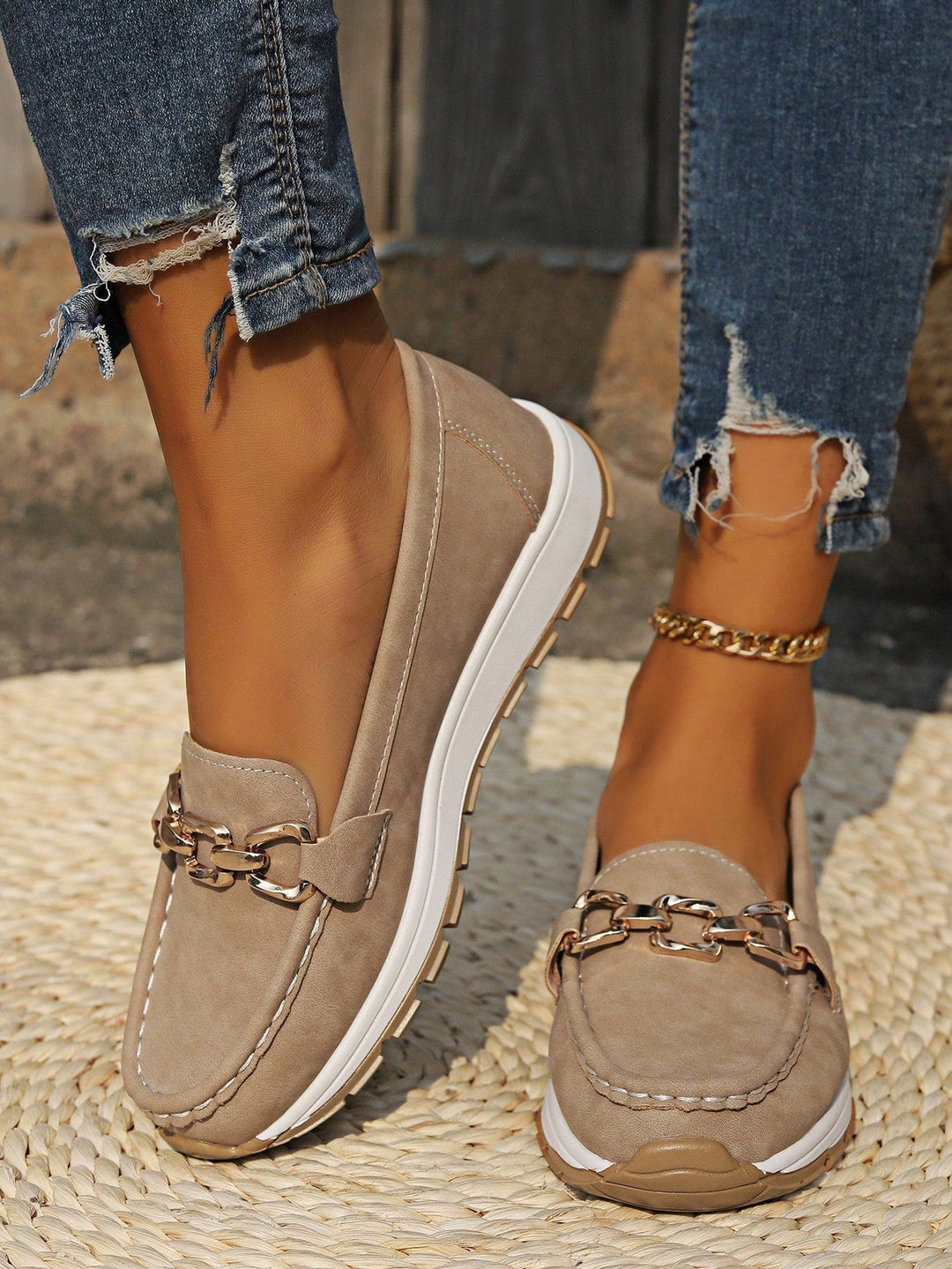 Lyra | Suede Buckle Loafers for Women