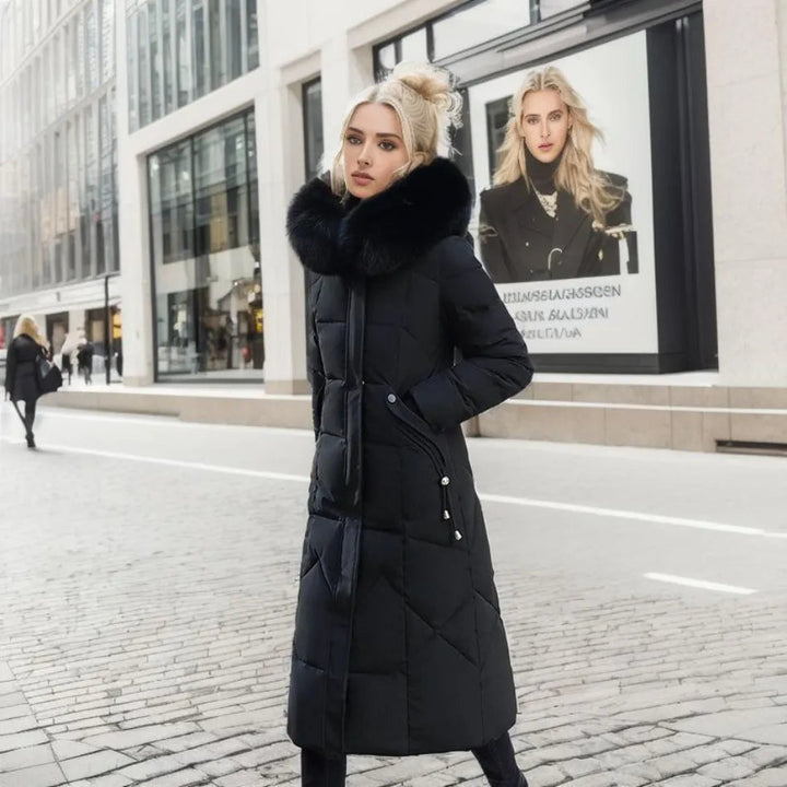Women's Down Puffer Coat | Long, Collar | Warm Winter Outerwear