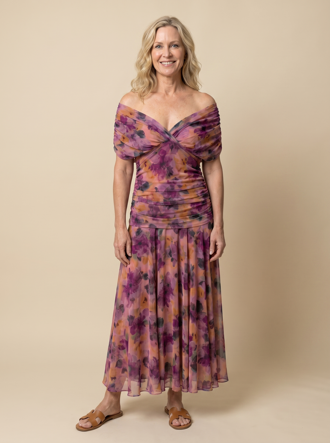 Patricia™ | Off-Shoulder Flow Midi Dress