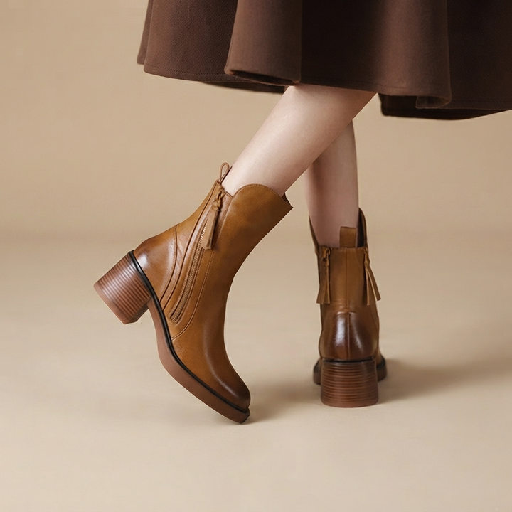 Jadonna - Stylish Zip-Up Heeled Boots