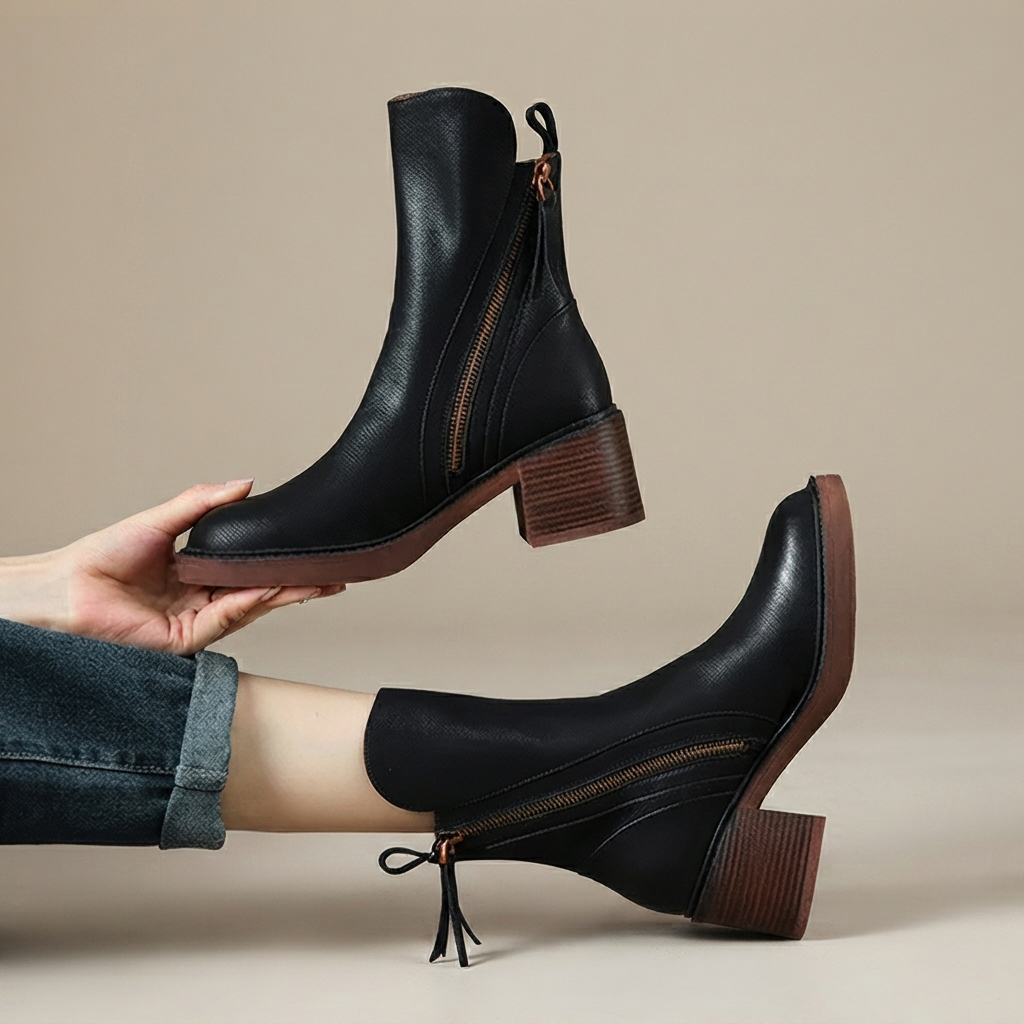 Jadonna - Stylish Zip-Up Heeled Boots