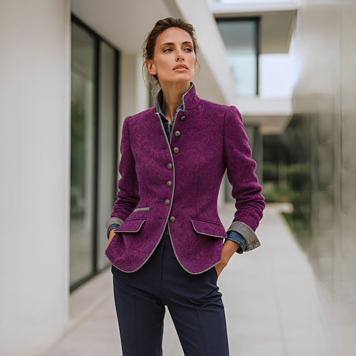 Valerie - Elegant Stand Collar Cardigan