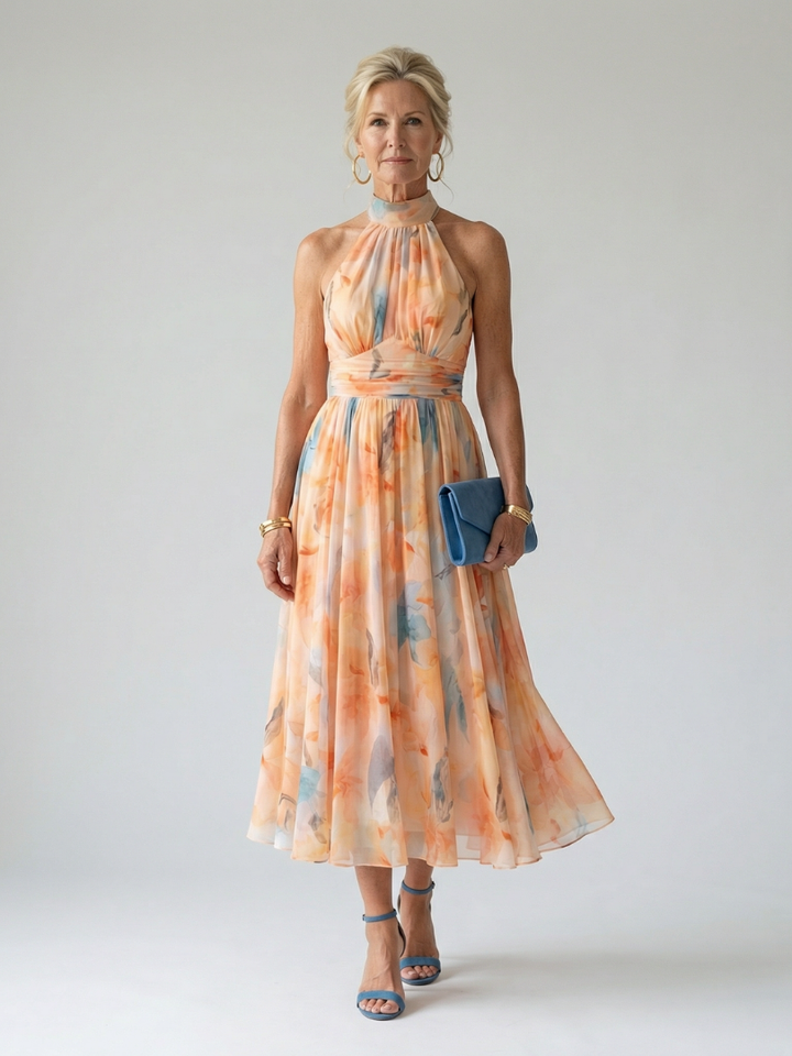 Julia & Ava™ | Soft Halter Midi Dress