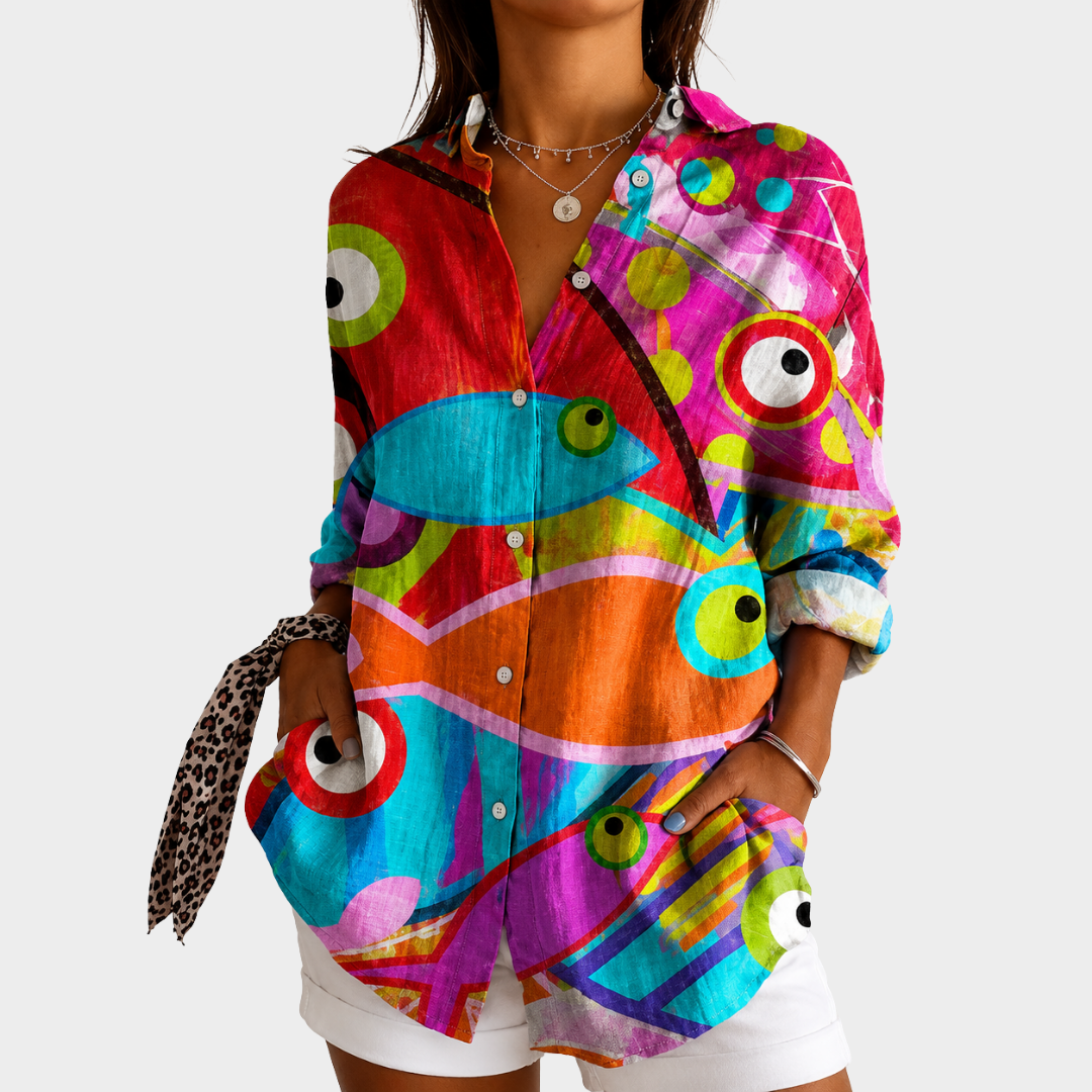 Wanda - Vibrant Ocean Blouse