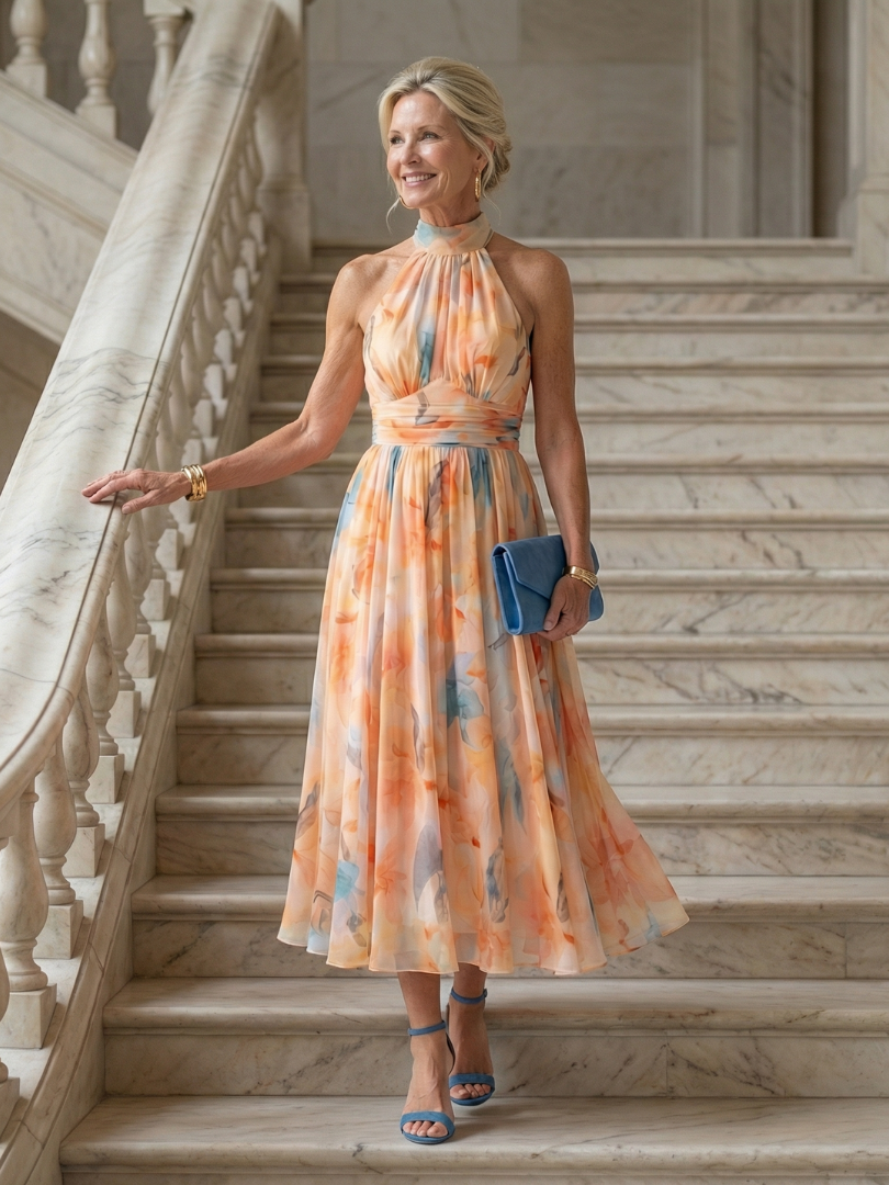 Julia & Ava™ | Soft Halter Midi Dress