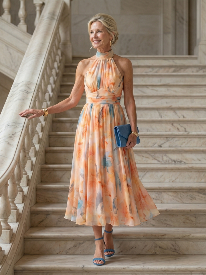 Julia & Ava™ | Soft Halter Midi Dress