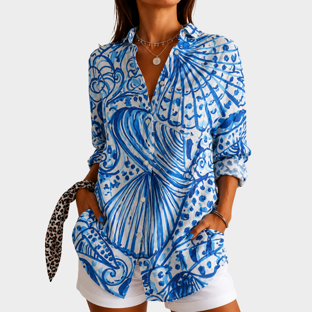 Darlene - Blue Seashell Blouse
