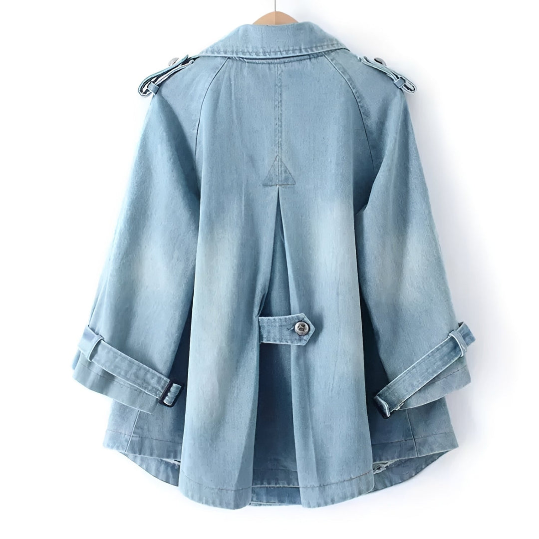 Faye - Trendy Cape Jacket in Denim