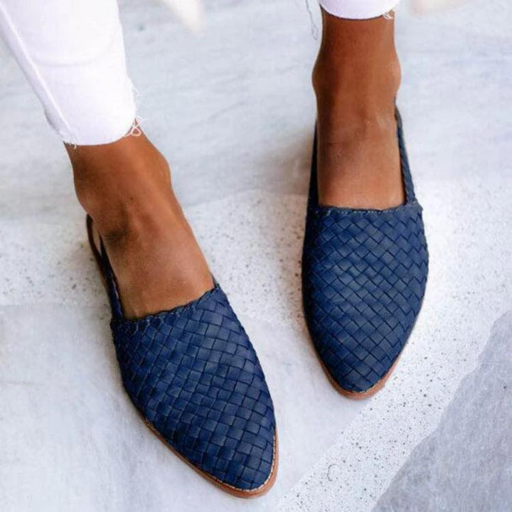 Yvette | Women's Woven Ballerinas with Vegan Leather and Classic Design