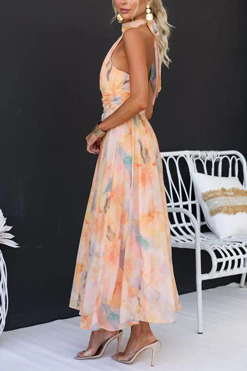 Women’s Summer Halter Floral Maxi Dress