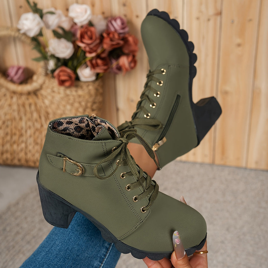 Aria Lace-Up Heel Boots – Bold Comfort with Every Step