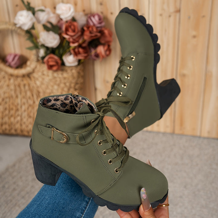 Aria Lace-Up Heel Boots – Bold Comfort with Every Step