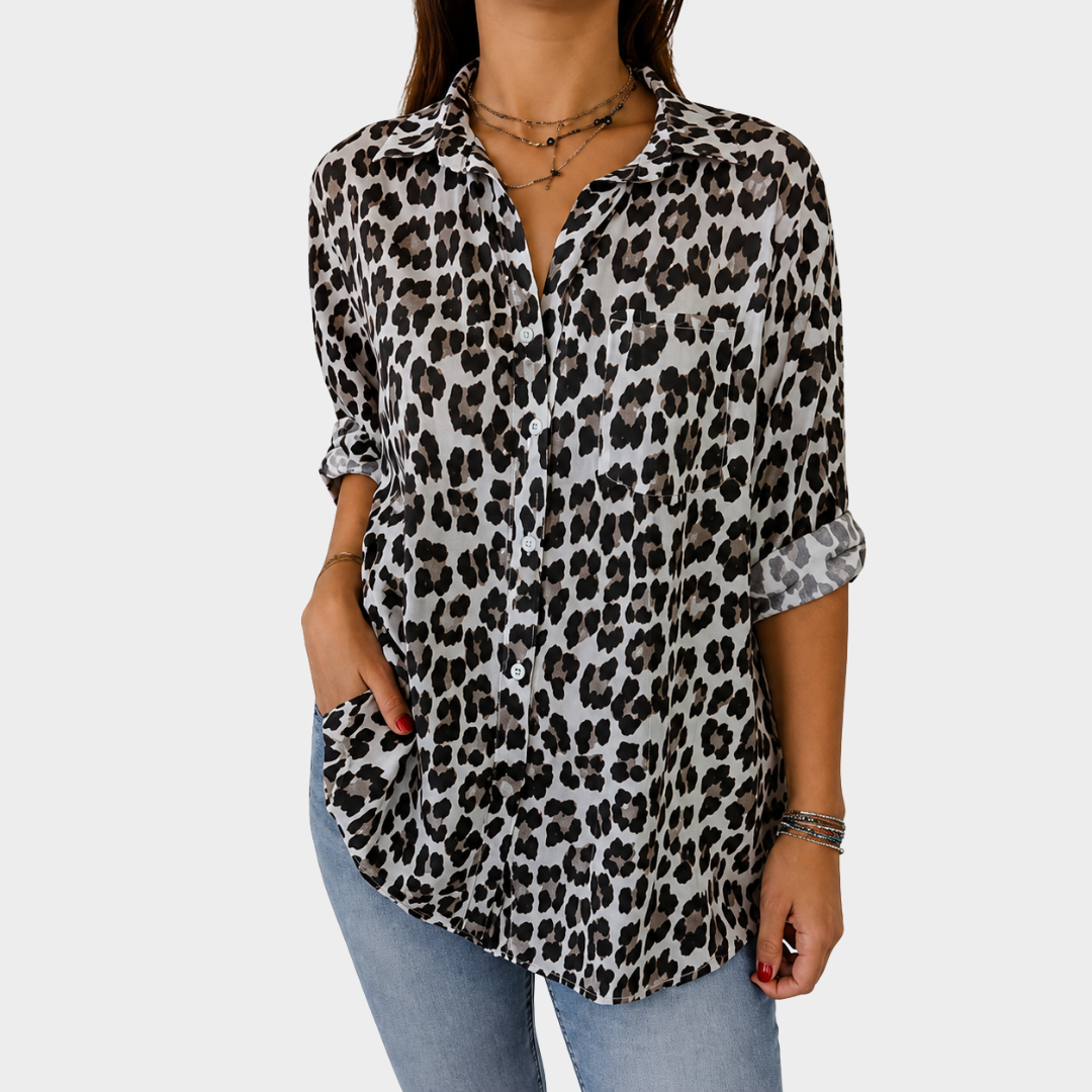 Catherine - Chic Animal Print Blouse