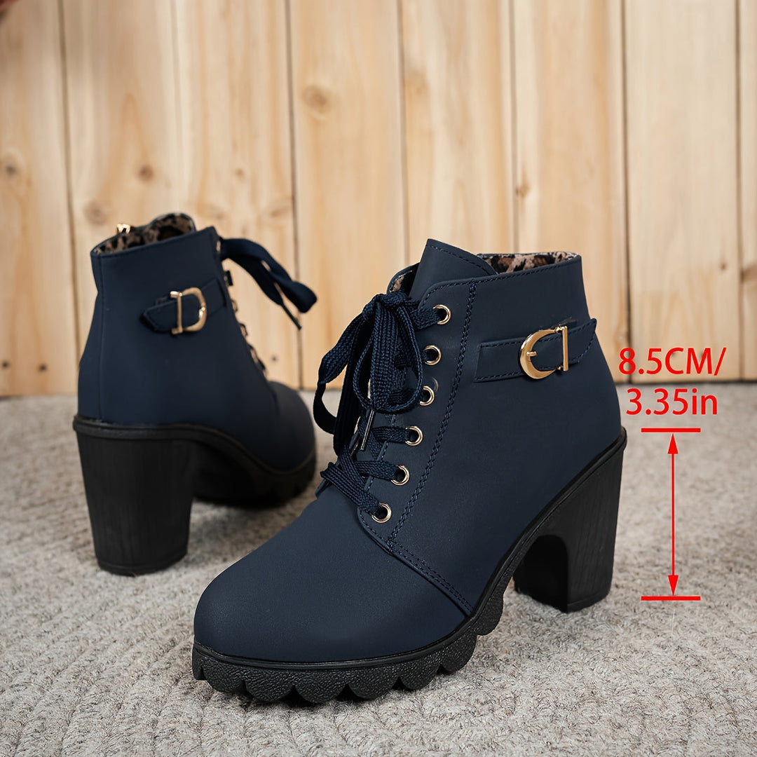 Aria Lace-Up Heel Boots – Bold Comfort with Every Step