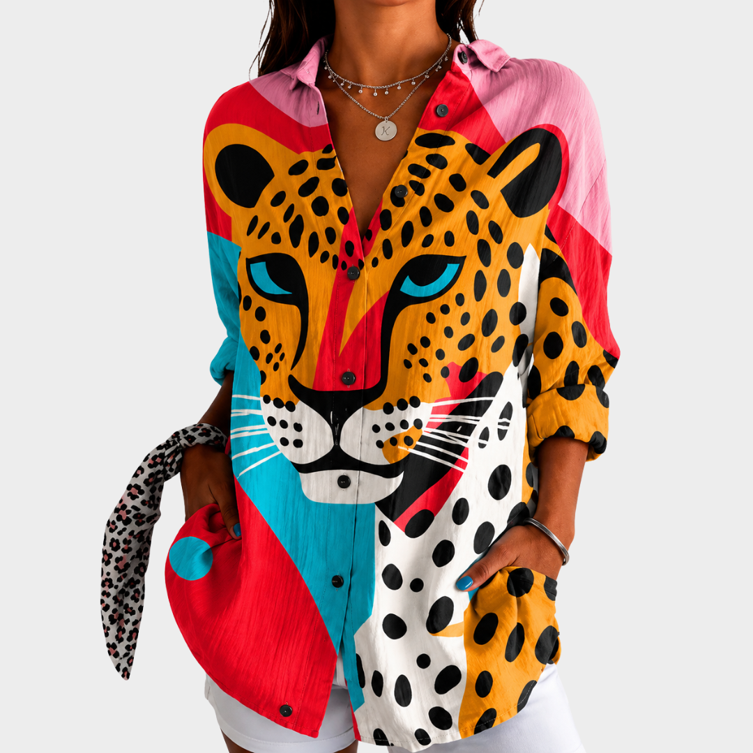 Paula - Graphic Leopard Blouse