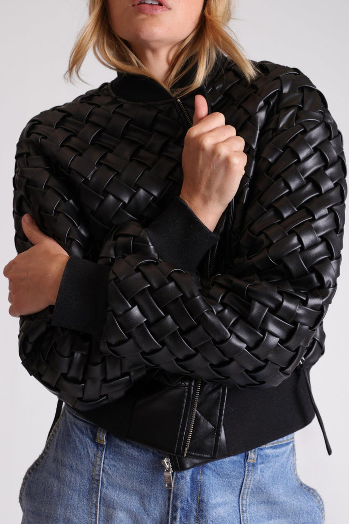 Woven Faux-Ever Leather™ Bomber Jacket