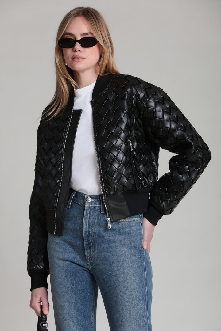 Woven Faux-Ever Leather™ Bomber Jacket