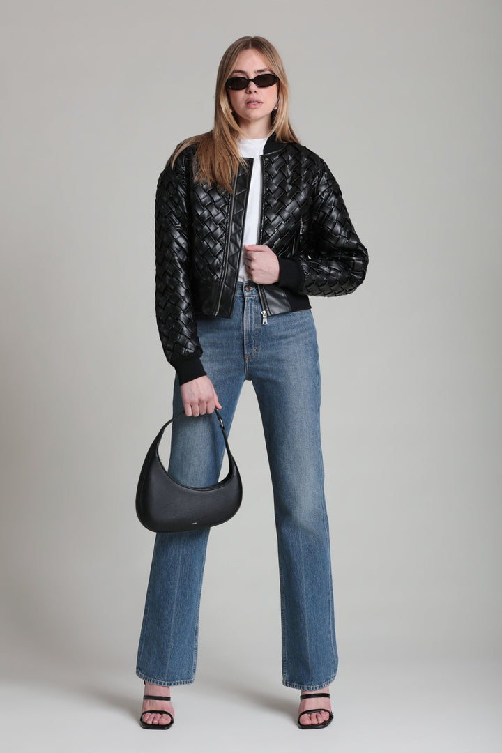 Woven Faux-Ever Leather™ Bomber Jacket