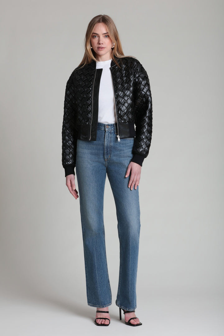 Woven Faux-Ever Leather™ Bomber Jacket