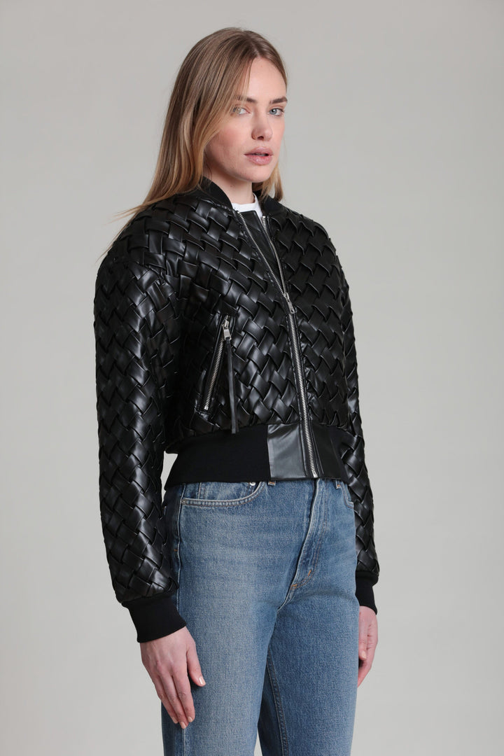 Woven Faux-Ever Leather™ Bomber Jacket