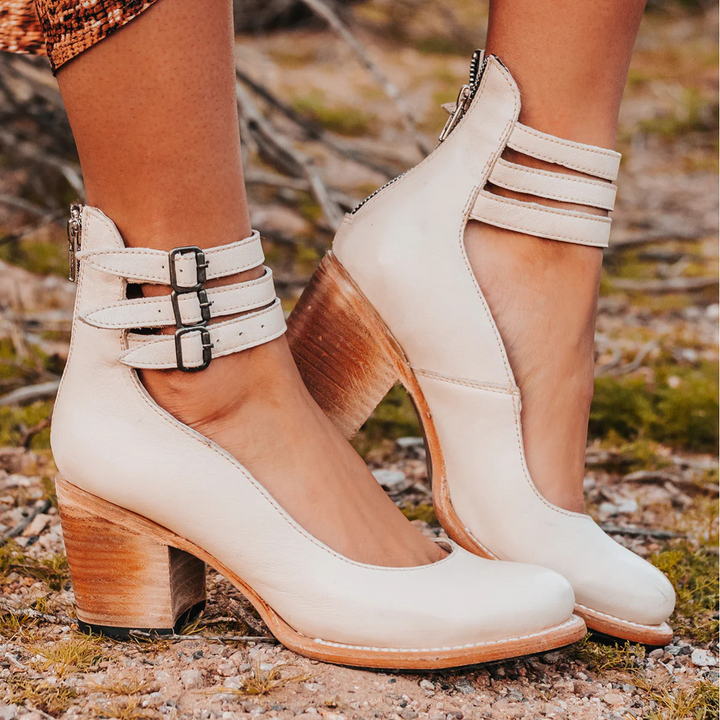 Mila | Block Heel Ankle Boots with Buckle Straps for Women