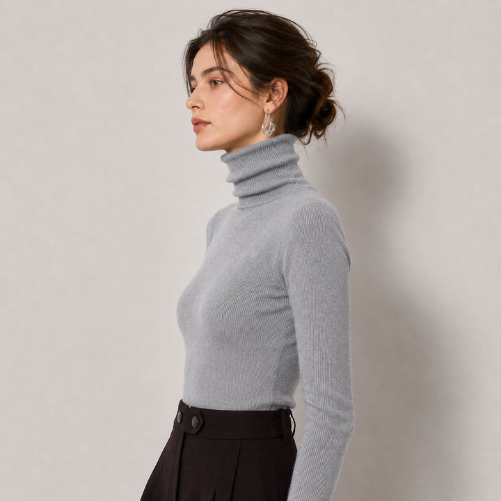 Women's Cashmere Look Turtleneck Lightweight Warm Knit Pullover