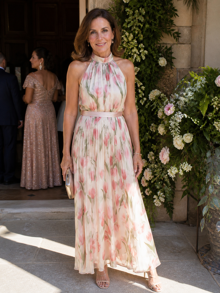 Julia & Ava™ | Halter Neck Floral Midi Dress