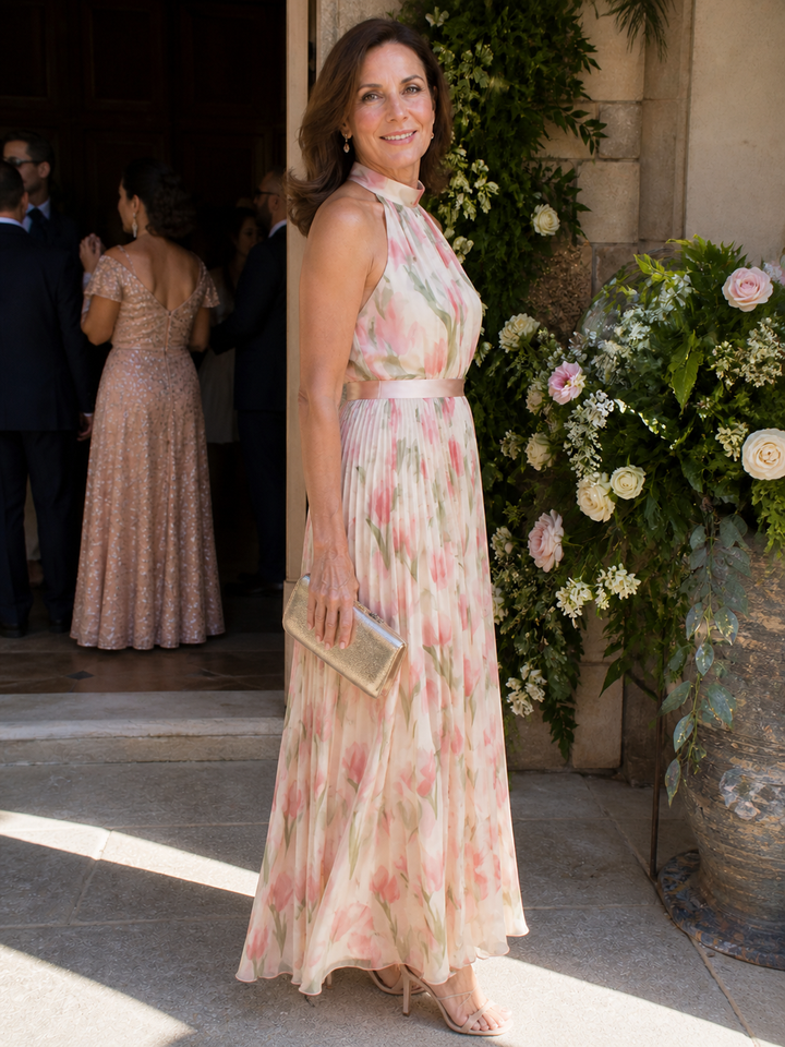Julia & Ava™ | Halter Neck Floral Midi Dress
