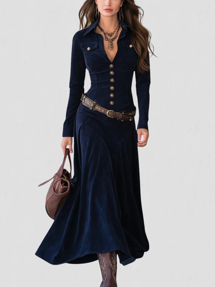 Lorna - Buttoned Elegance Dress