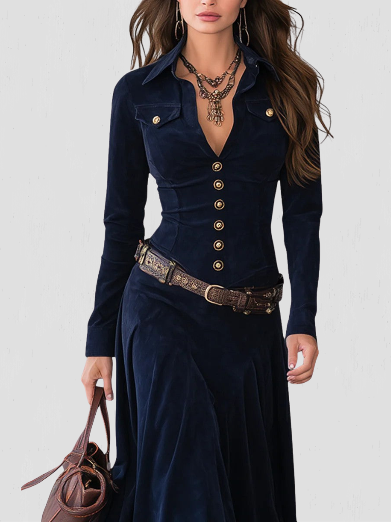 Lorna - Buttoned Elegance Dress