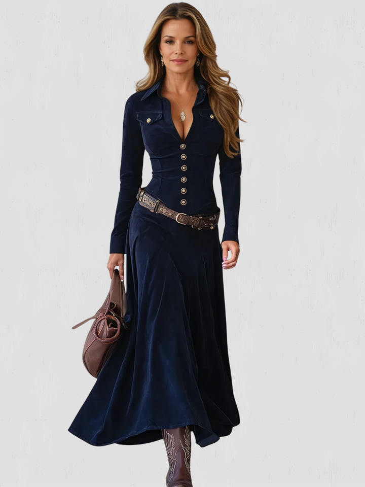 Lorna - Buttoned Elegance Dress