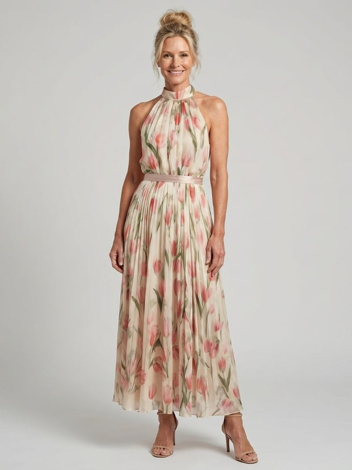 Julia & Ava™ | Halter Neck Floral Midi Dress