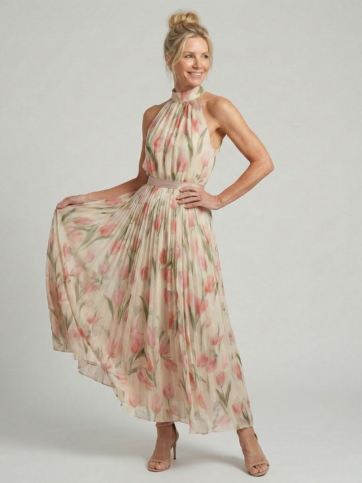 Julia & Ava™ | Halter Neck Floral Midi Dress