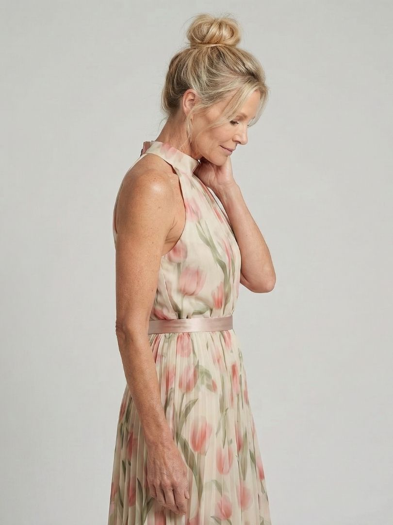 Julia & Ava™ | Halter Neck Floral Midi Dress