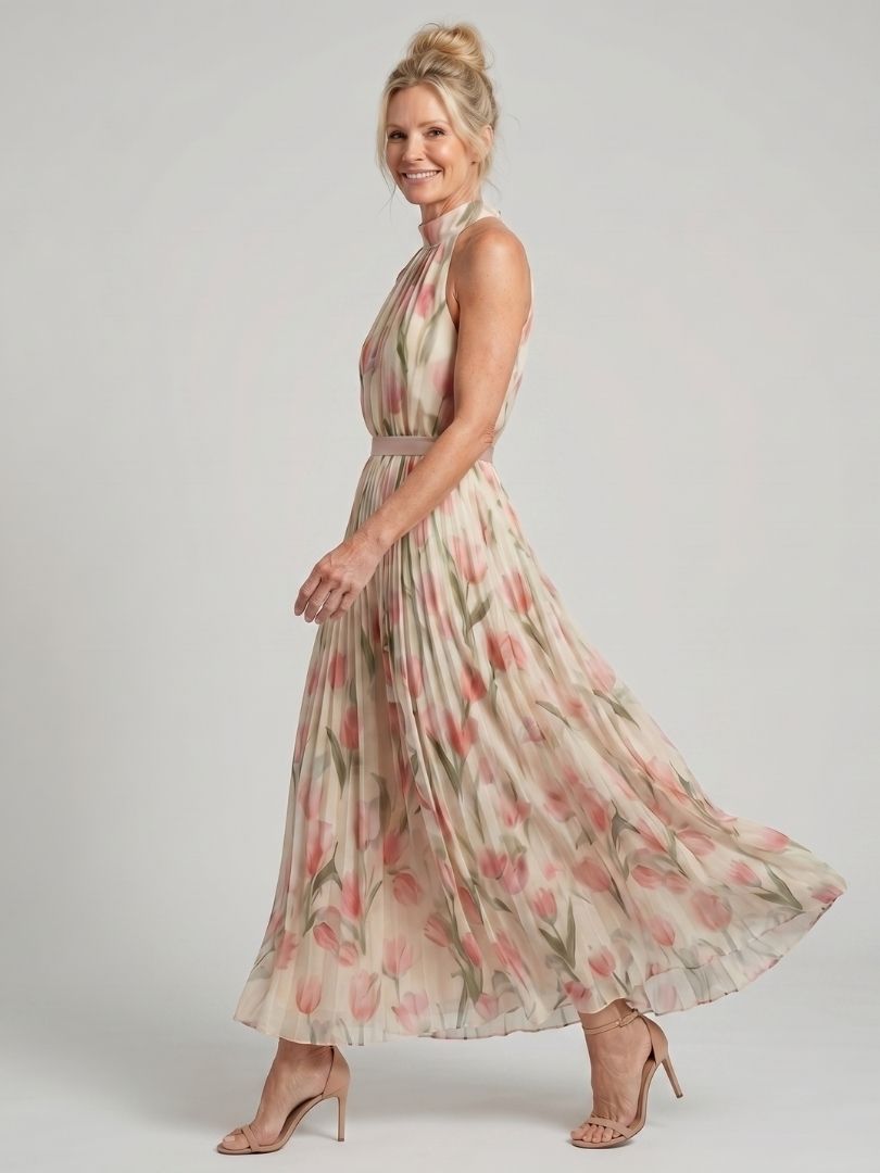 Julia & Ava™ | Halter Neck Floral Midi Dress