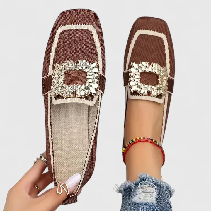 Caterina | Knit Loafers with Metal Ornament for Women