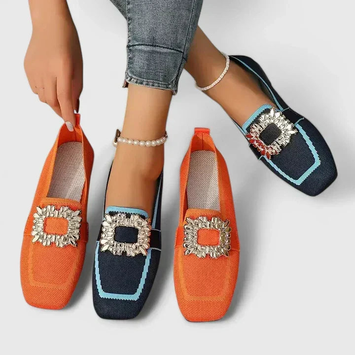 Caterina | Knit Loafers with Metal Ornament for Women