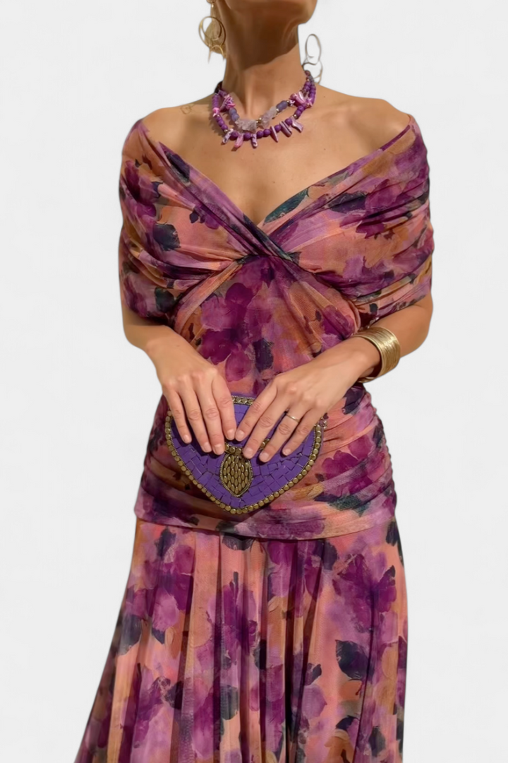 Alondra™ | Long Floral Dress with V-Neck