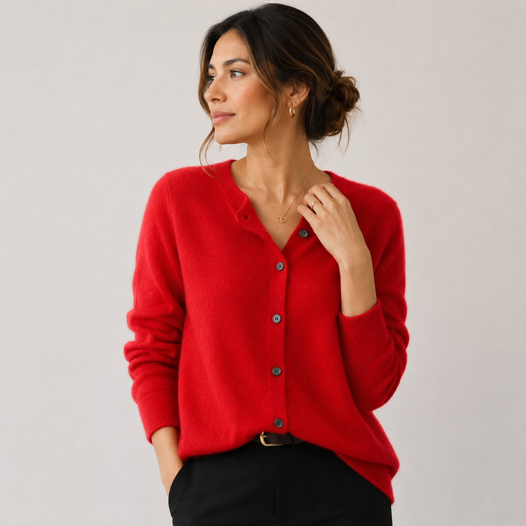 Women's Cashmere Look Cardigan Soft Button Front Knit Sweater