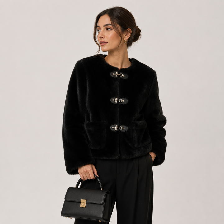 Women's Cozy Fleece Jacket with Toggle Button Closure