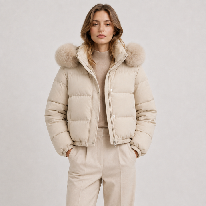 Women's Winter Puffer Jacket Thickened Warm Fur Collar Hooded