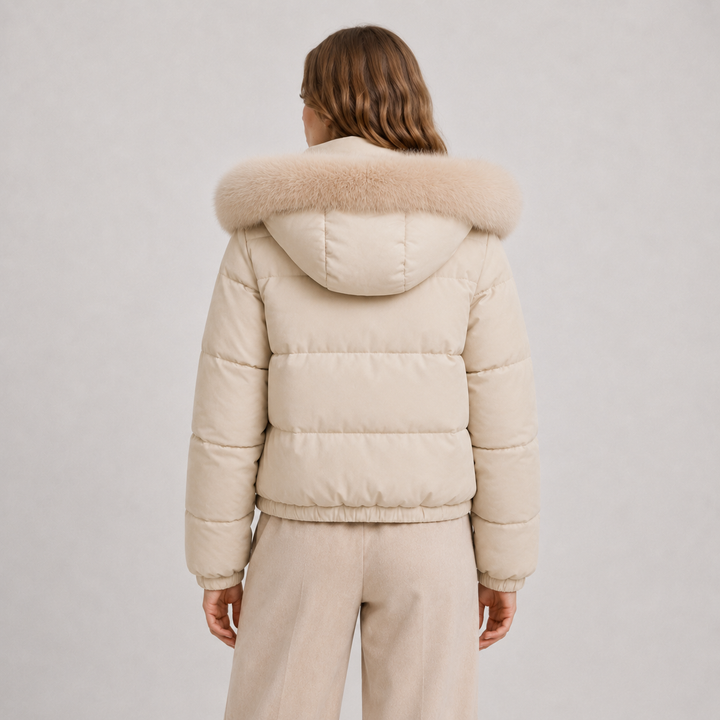 Women's Winter Puffer Jacket Thickened Warm Fur Collar Hooded