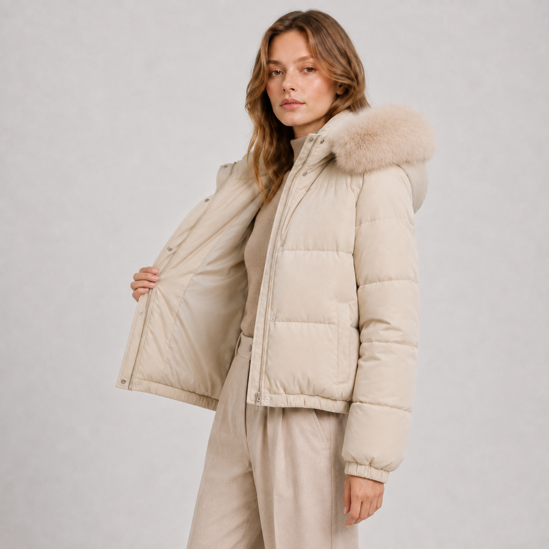 Women's Winter Puffer Jacket Thickened Warm Fur Collar Hooded