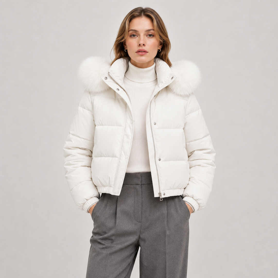 Women's Winter Puffer Jacket Thickened Warm Fur Collar Hooded